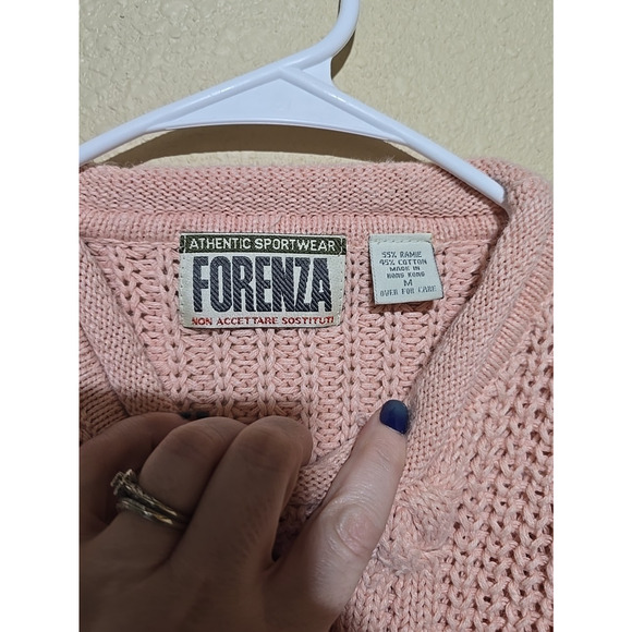 Vtg 80s Forenza Pink Chunky Cable Knit Preppy Pullover Sweater Womans Sz Medium - Picture 4 of 5